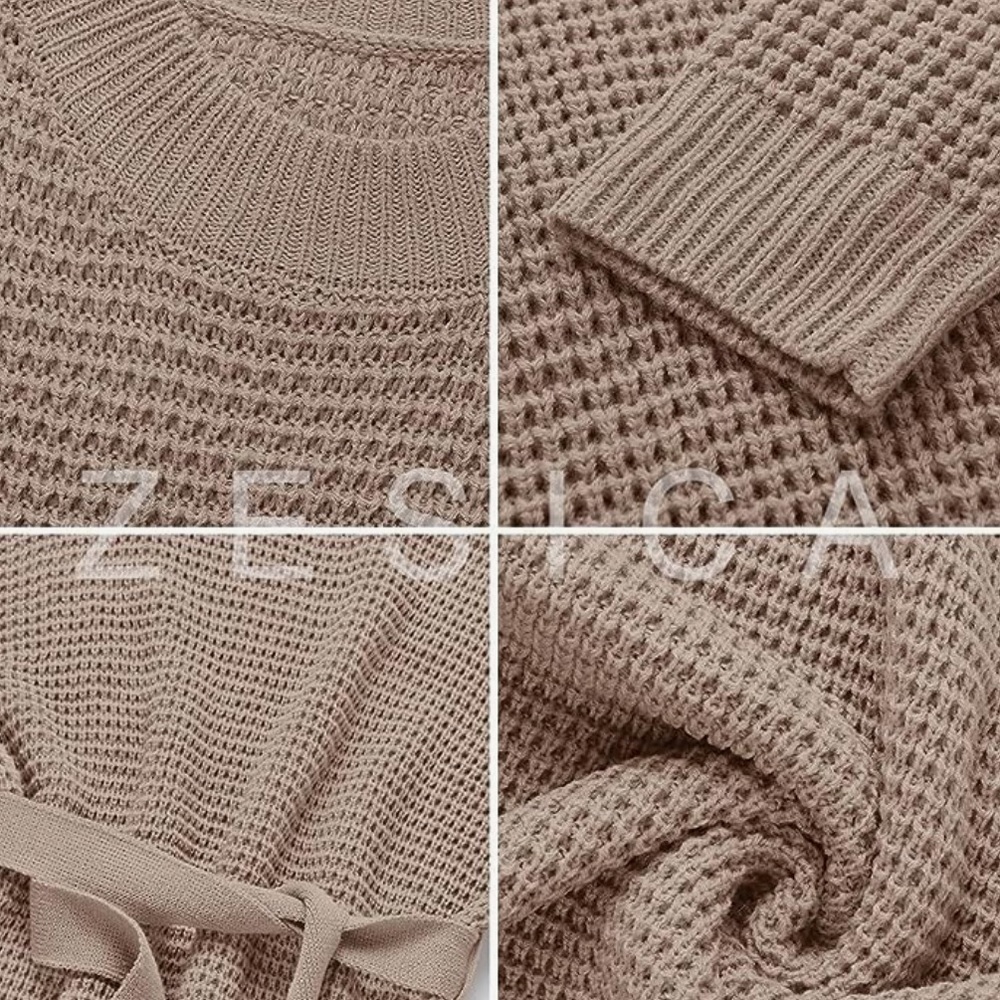 Zesica Waffle Knit Tunic Pullover Sweater Dress in Khaki Size M (8/10)